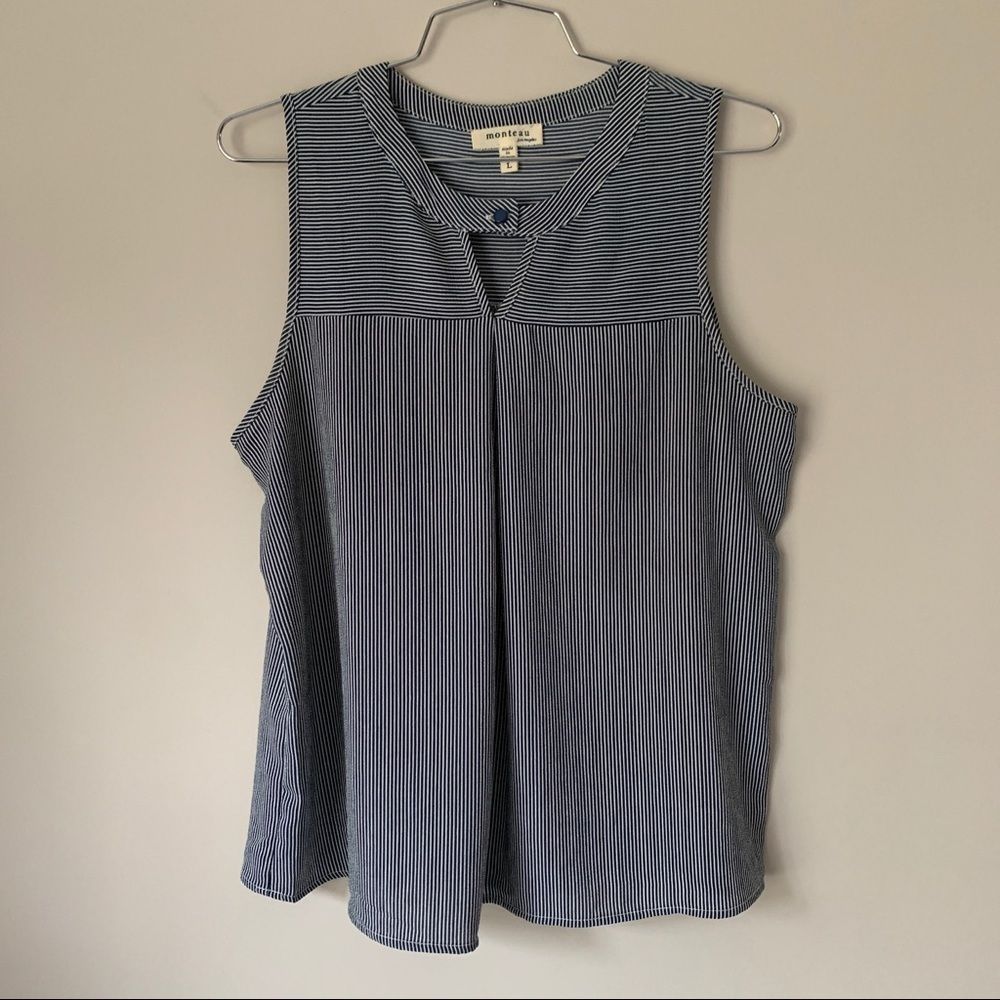 Striped Monteau Sleeveless Top Size Large